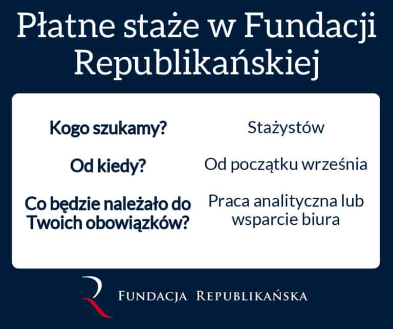Płatne staże w Fundacji Republikańskiej